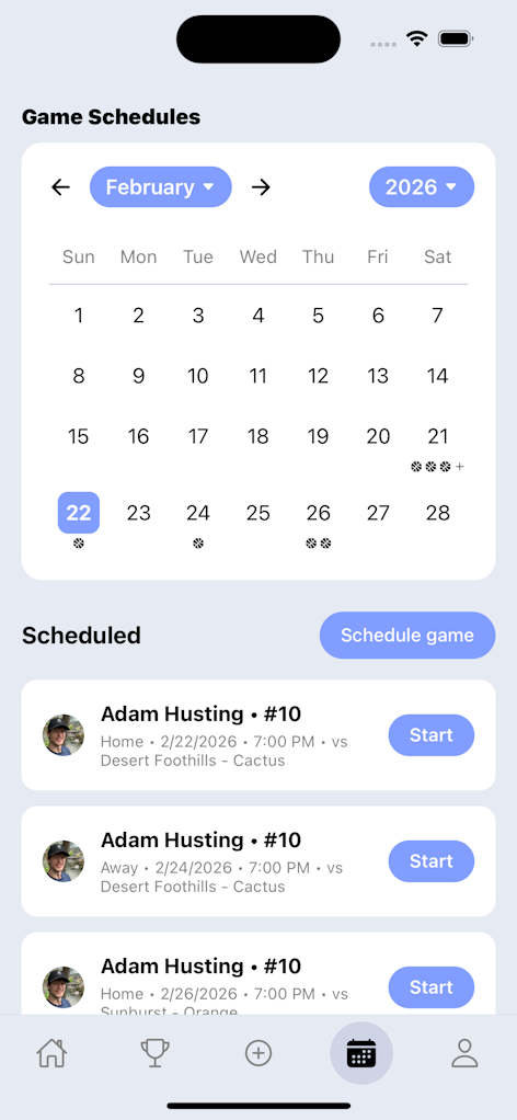Schedule Screen